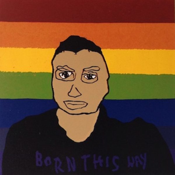 Lino print portrait of man.