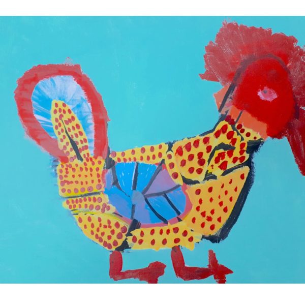 A colourful  acrylic painting of a chook
