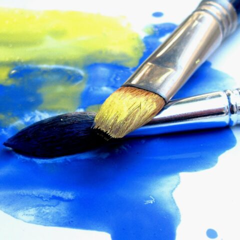Paint brushes up close