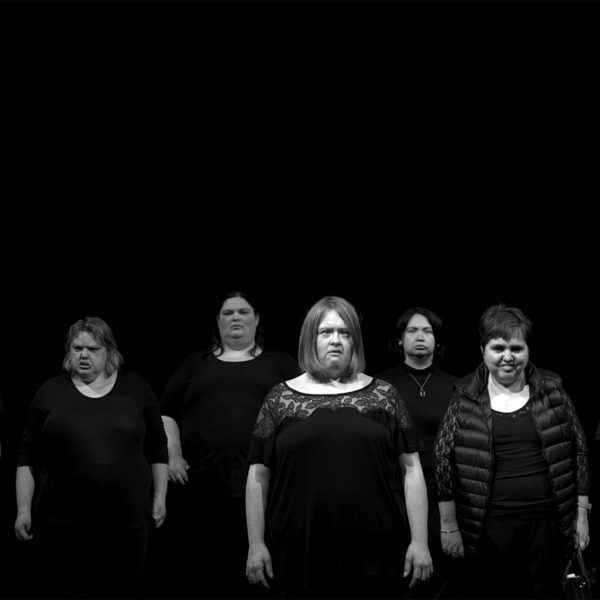 A black and white group image of the Amplified Elephants group members.