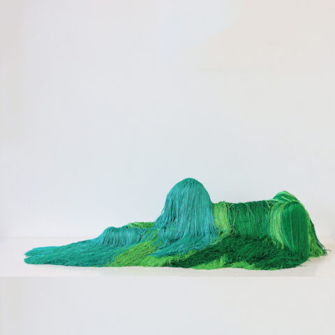 Troy Emery, The emerald sphinx, 2020. Polyester, polyurethane, wire, fibreglass, pins, adhesive, 24 x 98 x 40 cm. Image courtesy of the artist and Martin Browne Contemporary.