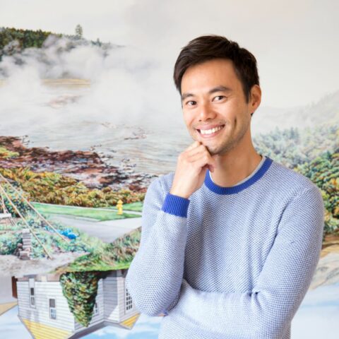 Image credit: Artist Kevin Chin in his studio.