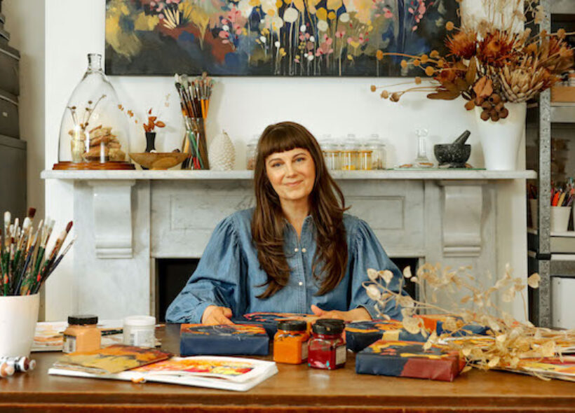 Susan Nethercote (Artist) at desk 