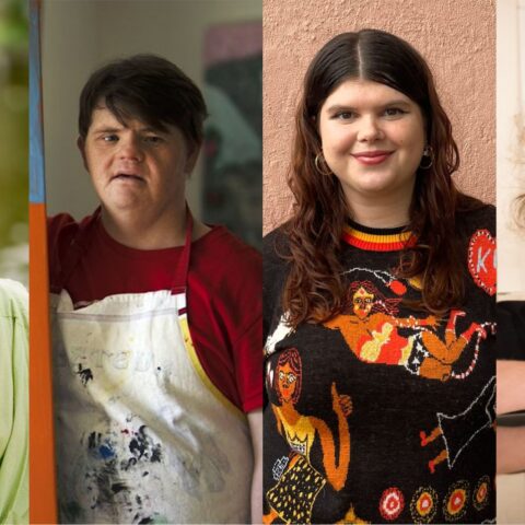 Collage of headshots of the panellists and MC (from left to right): Kate Matthews, Digby Webster (photo by Kim Batterham, courtesy of Yarra Bank Films) Ava Lacoon and Katrina Liberiou.