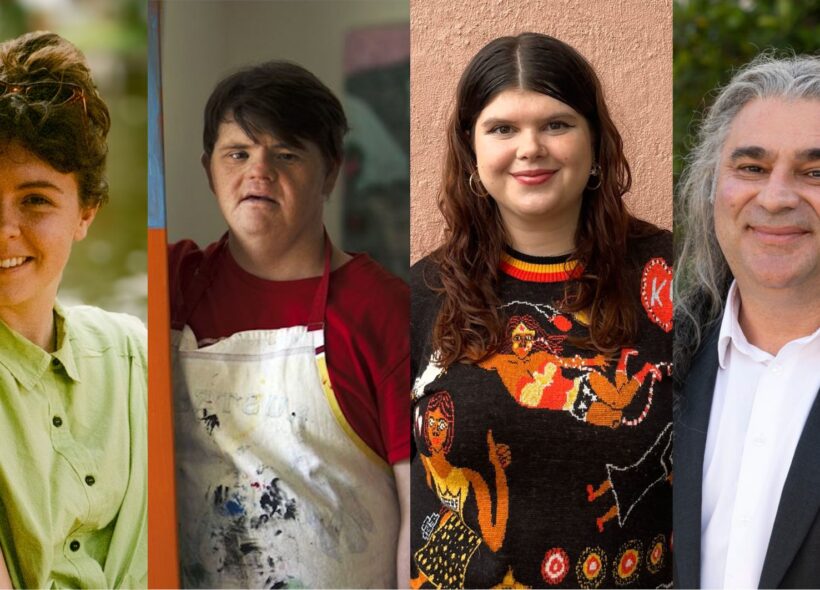 Collage of headshots of the panellists and MC (from left to right): Kate Matthews, Digby Webster (photo by Kim Batterham, courtesy of Yarra Bank Films) Ava Lacoon and Michael Dagostino.