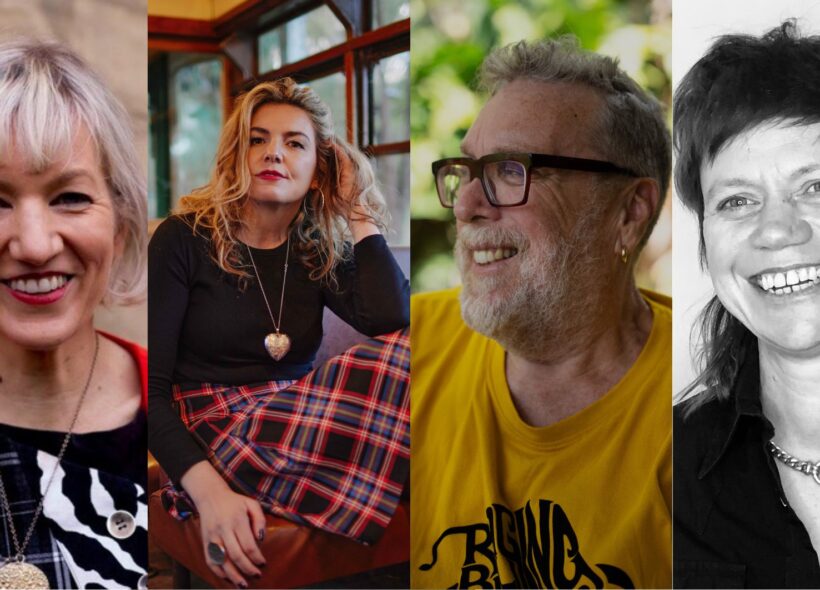 Collage of headshots of the panellists and MC (from left to right): Sarah-Mace Dennis, Eliza Hull (photo by Josh Rodgers), Uncle Paul Calcott and Liz Martin (photo by Megan O’Brien).