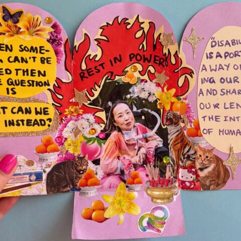 Ava Lacoon, Zine Artwork, Shrine for Alice Wong, 2026. Image source: Ava Lacoon.